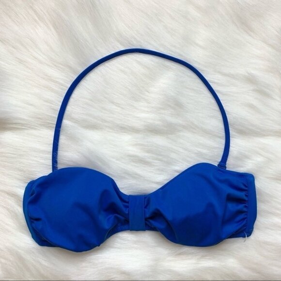 Pink Victoria's Secret Halter Bikini Top Bandeau Swimwear Beach Blue XS - Picture 4 of 13